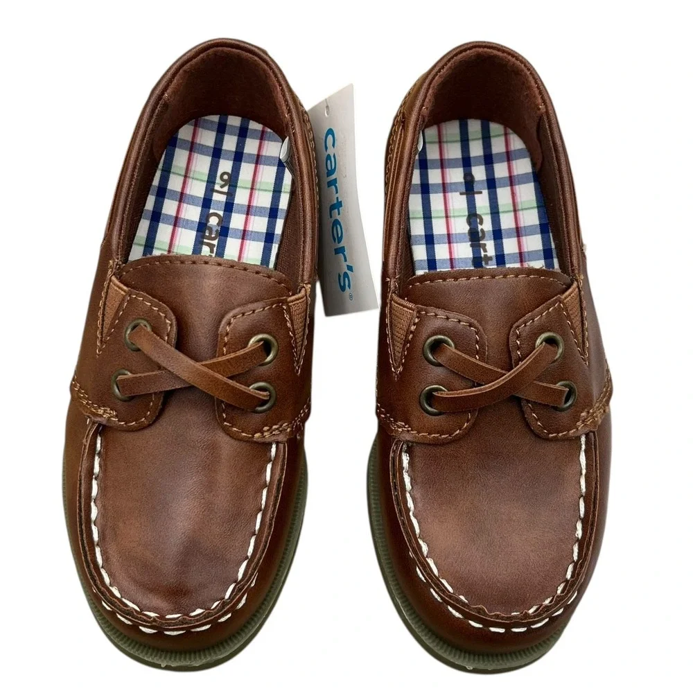 Carter's Toddler Boys Boat Shoes Size 9 Brown Slip-On Casual‎ Classic Style